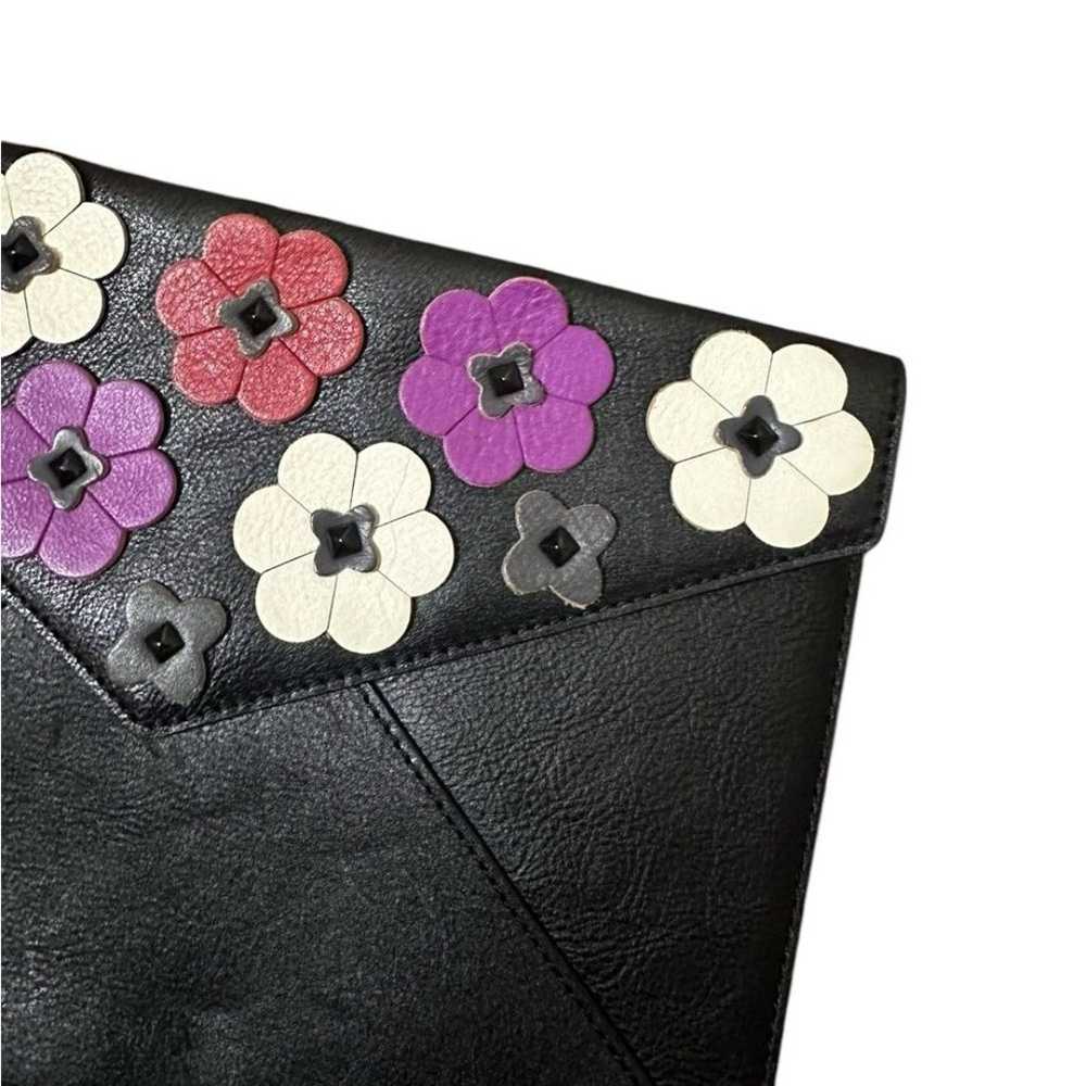 Rebecca Minkoff Black Leather Large Flower Envelo… - image 2