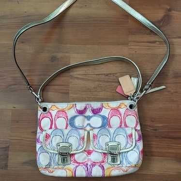 Coach Hobo Multi-Colored store C Scribble Handbag w Silver Hardware