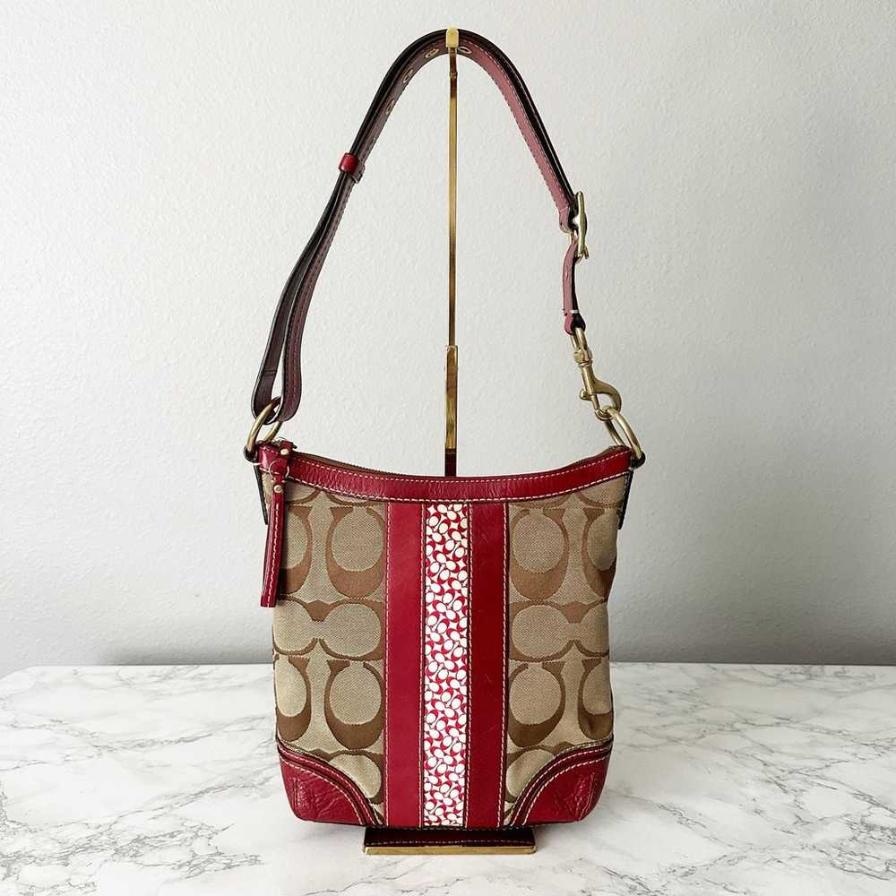 Coach Hampton Bleeker Red Leather Convertible Tan… - image 1