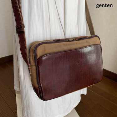 ◇ Genten Shoulder Bag Canvas × Leather Brown ◇ - image 1