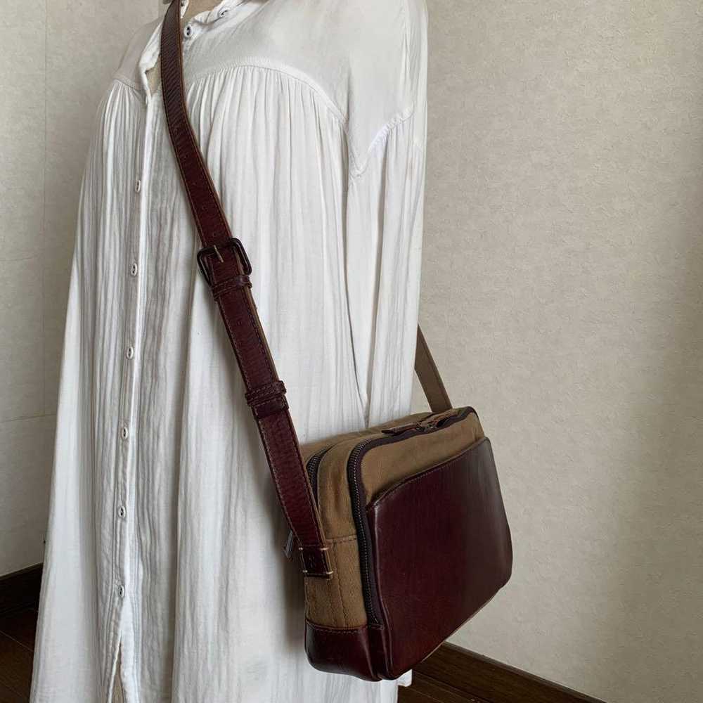 ◇ Genten Shoulder Bag Canvas × Leather Brown ◇ - image 3