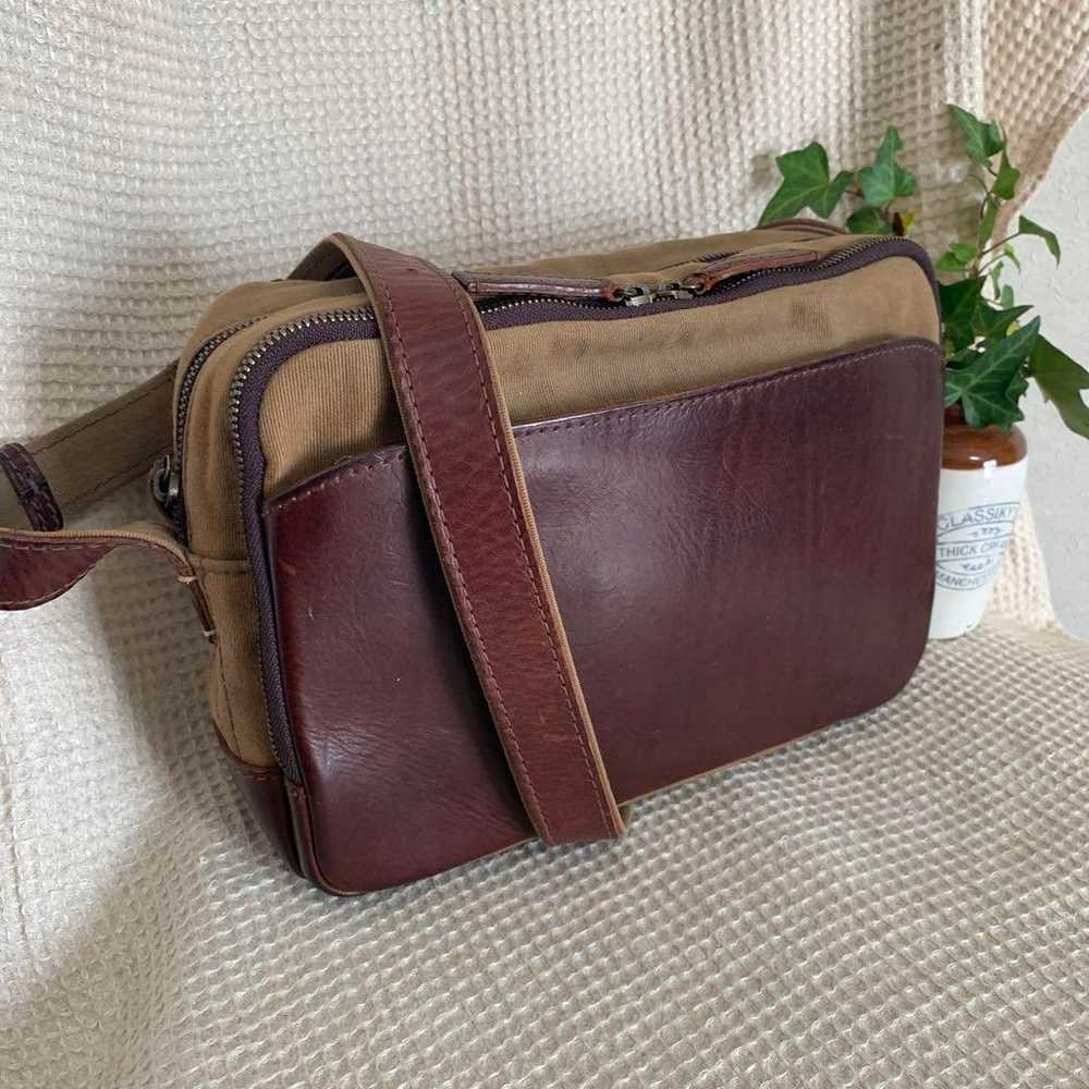 ◇ Genten Shoulder Bag Canvas × Leather Brown ◇ - image 7