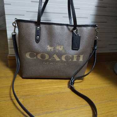 Coach 2-Way Shoulder Bag Tote Bag in Coated Canvas