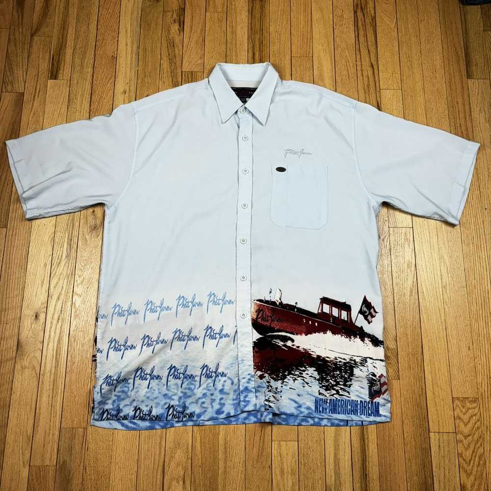 Vintage VTG Phat Farm Shirt SS Big Logo Wrap Arou… - image 1