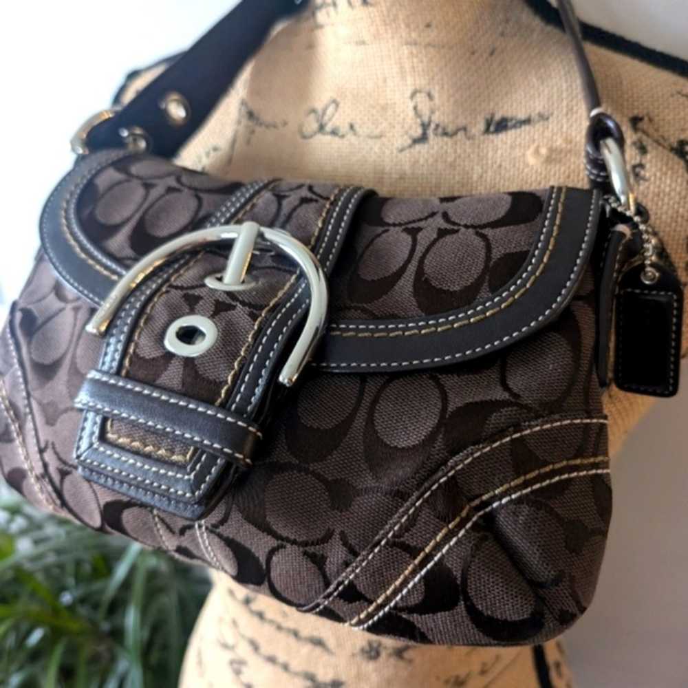 Vintage COACH Soho Flap Bag In Signature Jacquard… - image 3