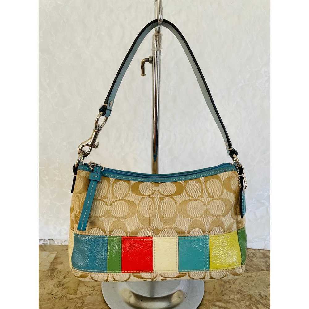 Vtg COACH multicolored signature canvas leather f… - image 1