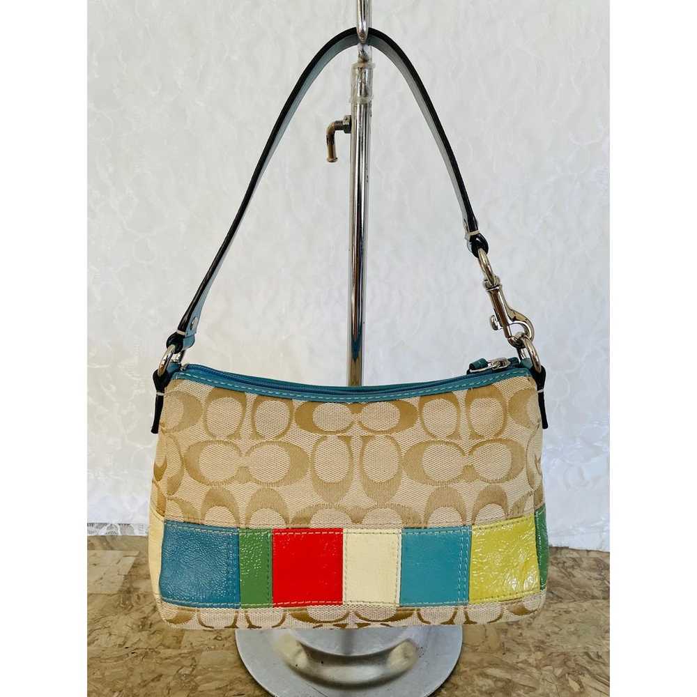 Vtg COACH multicolored signature canvas leather f… - image 2