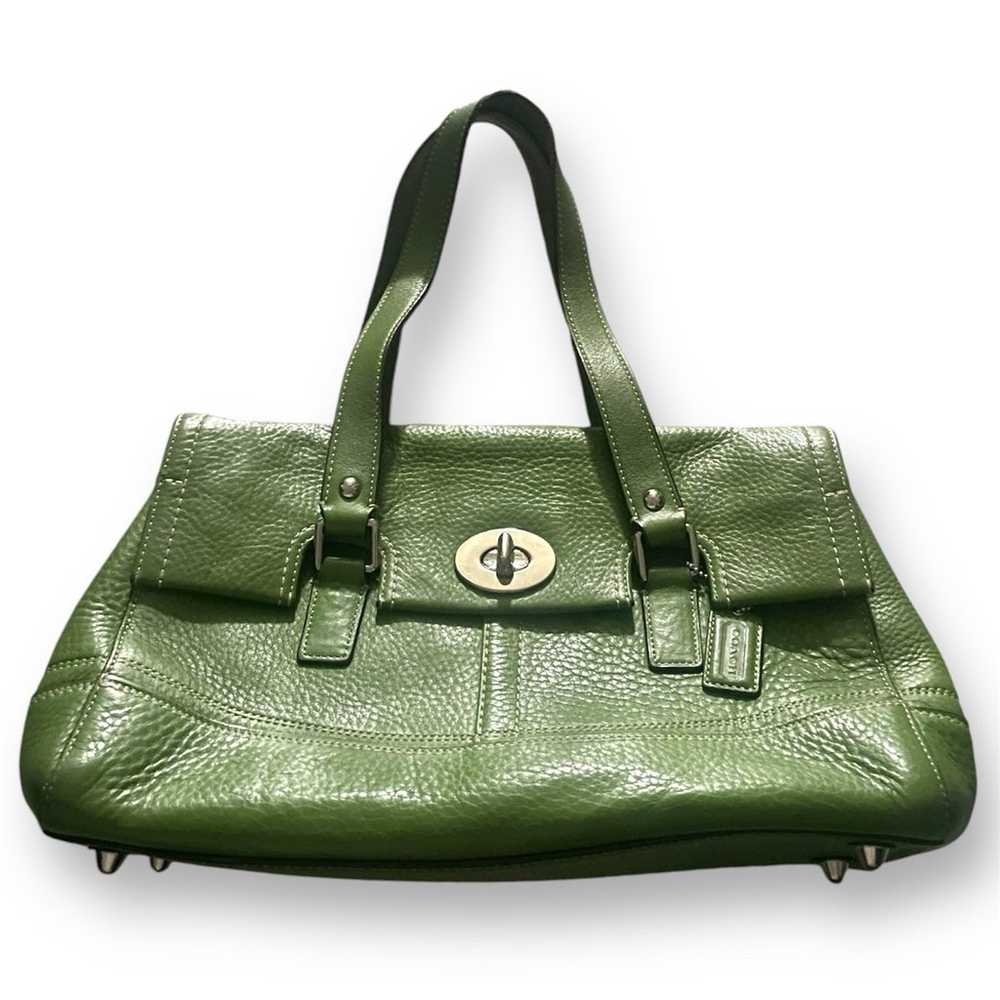 VTG Coach Hampton Pebble Green Satchel Silver Tur… - image 1