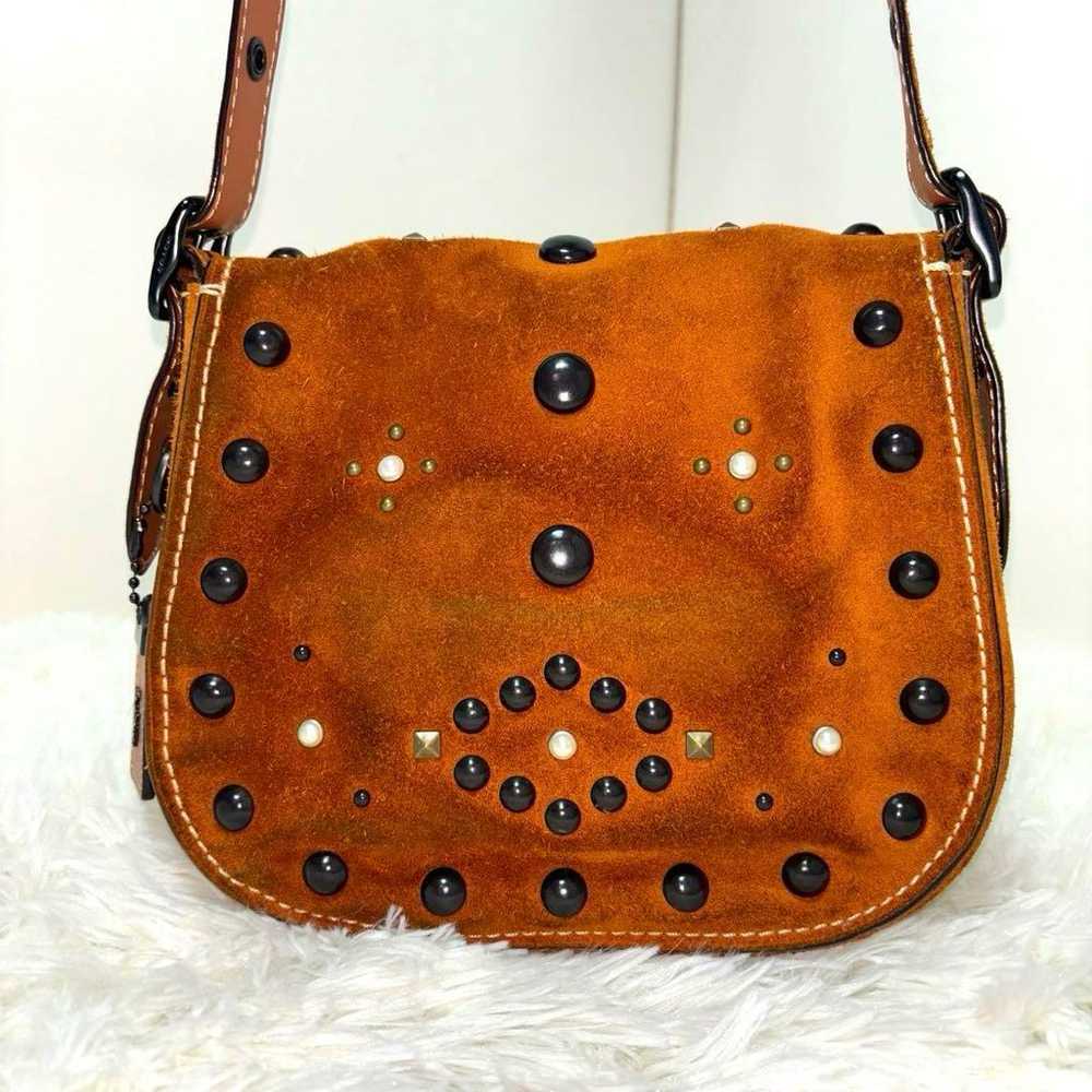 [Rare] COACH Shoulder Bag with Studs in Suede - image 7