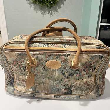 Vintage French Luggage Company Tapestry Duffel ba… - image 1