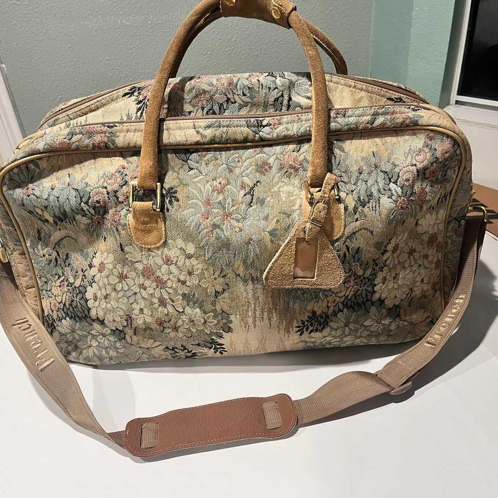 Vintage French Luggage Company Tapestry Duffel ba… - image 2