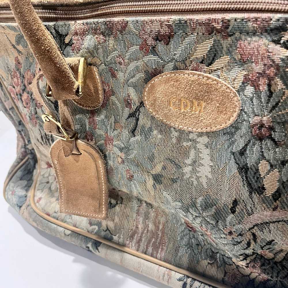 Vintage French Luggage Company Tapestry Duffel ba… - image 3