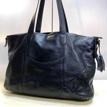 【Beautiful Condition】IBIZA Leather Tote Bag Black… - image 1