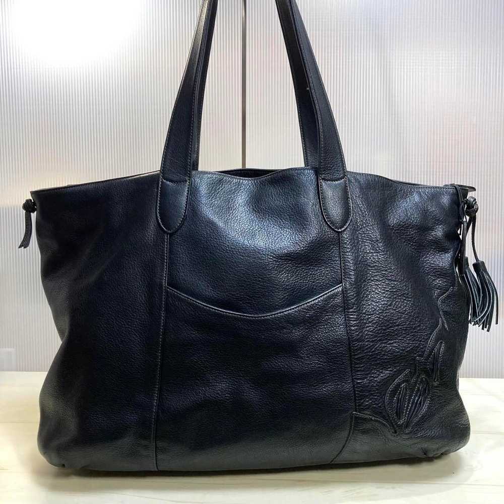 【Beautiful Condition】IBIZA Leather Tote Bag Black… - image 2