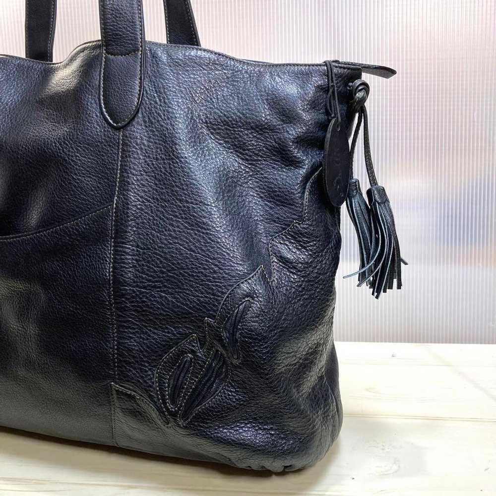 【Beautiful Condition】IBIZA Leather Tote Bag Black… - image 6