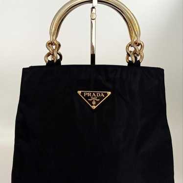 AJL02 Prada Triangle Logo Plate Handbag Metal Hand