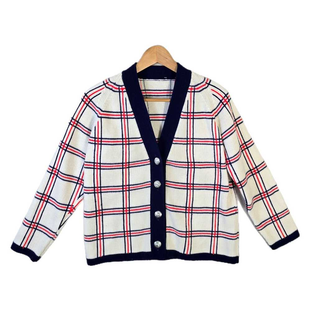 Vintage Vintage 70s Plaid Cardigan Sweater Womens… - image 1