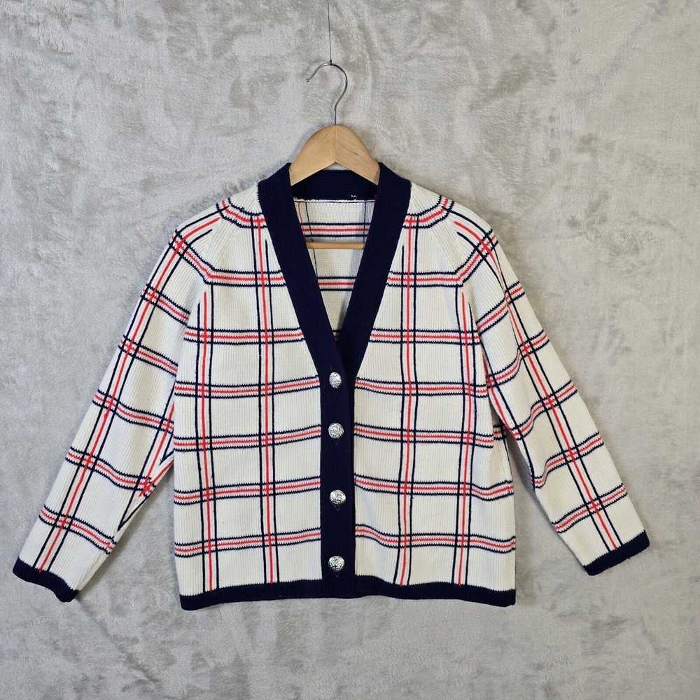 Vintage Vintage 70s Plaid Cardigan Sweater Womens… - image 2