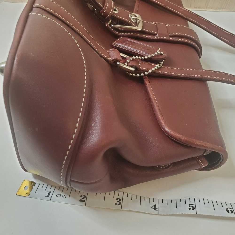 Vintage Coach Hampton Burgundy Leather Handle Bag - image 11