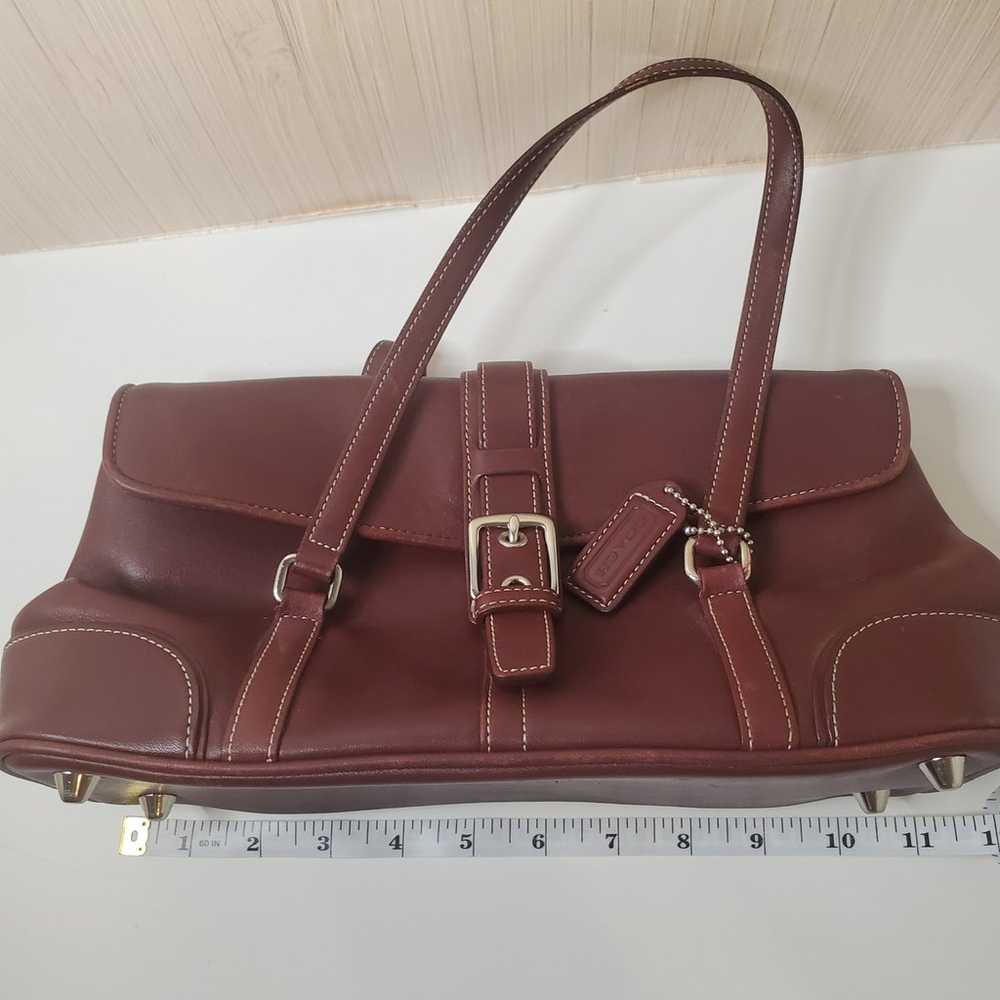 Vintage Coach Hampton Burgundy Leather Handle Bag - image 9