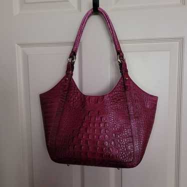 Brahmin Croco Embossed Leather Shoulder Bag - image 1