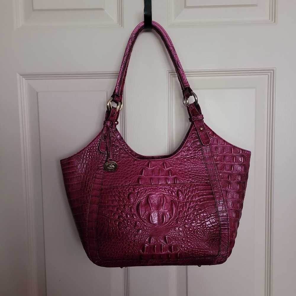 Brahmin Croco Embossed Leather Shoulder Bag - image 2