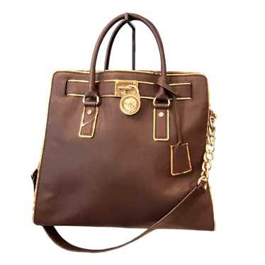 Michael Kors Hamilton Satchel Leather Bag Brown G… - image 1