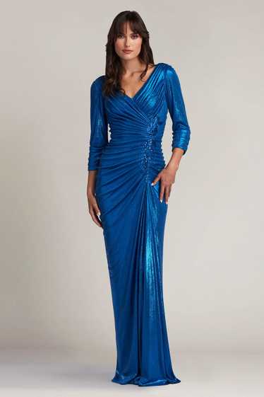 Tadashi Shoji Voll Draped Metallic Jersey Gown