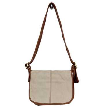 Coach Canvas Leather Cream Brown Bag