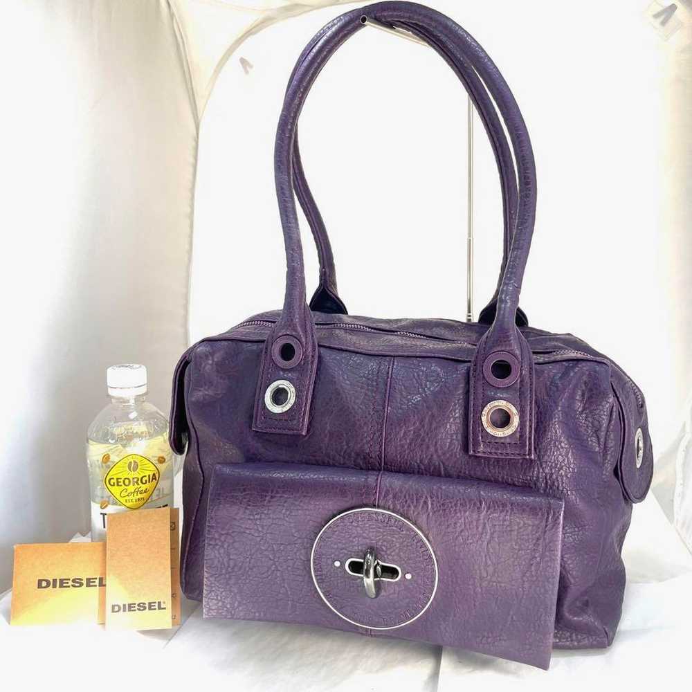 Diesel Shoulder Bag Purple Turn Lock Leather DIES… - image 1