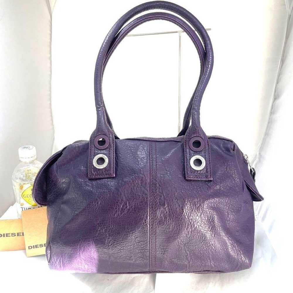 Diesel Shoulder Bag Purple Turn Lock Leather DIES… - image 6