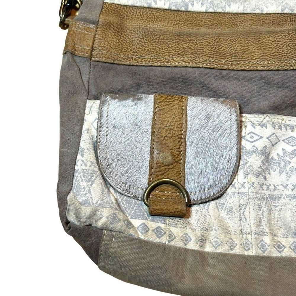 Myra Bag Tribe Strip Upcycled Canvas & Leather Az… - image 3