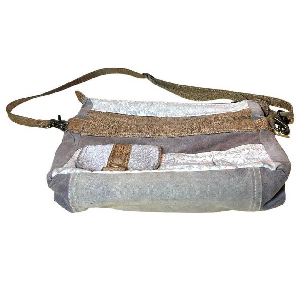 Myra Bag Tribe Strip Upcycled Canvas & Leather Az… - image 8