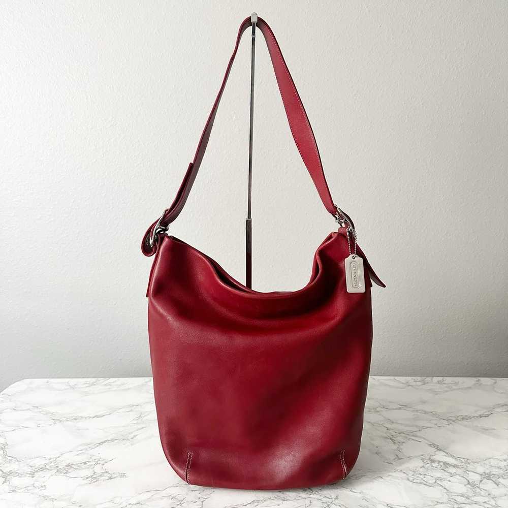 Vintage Coach Red Leather XL Convertible Duffle B… - image 1