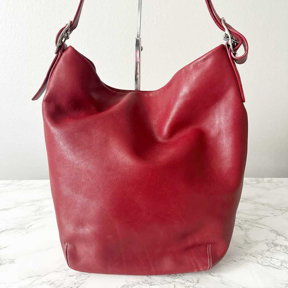 Vintage Coach Red Leather XL Convertible Duffle B… - image 3