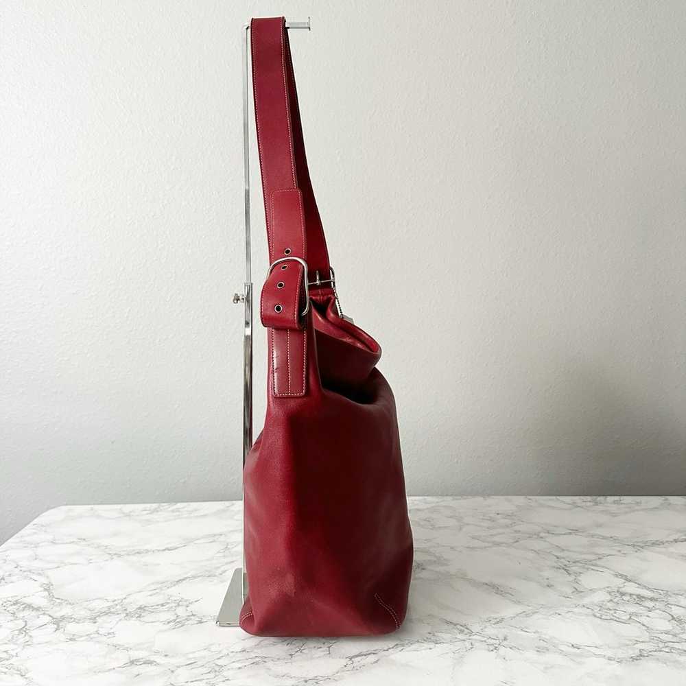 Vintage Coach Red Leather XL Convertible Duffle B… - image 4