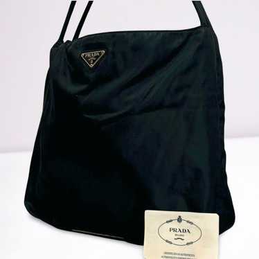 PRADA Tote Bag Handbag Triangle Logo Nylon Black … - image 1