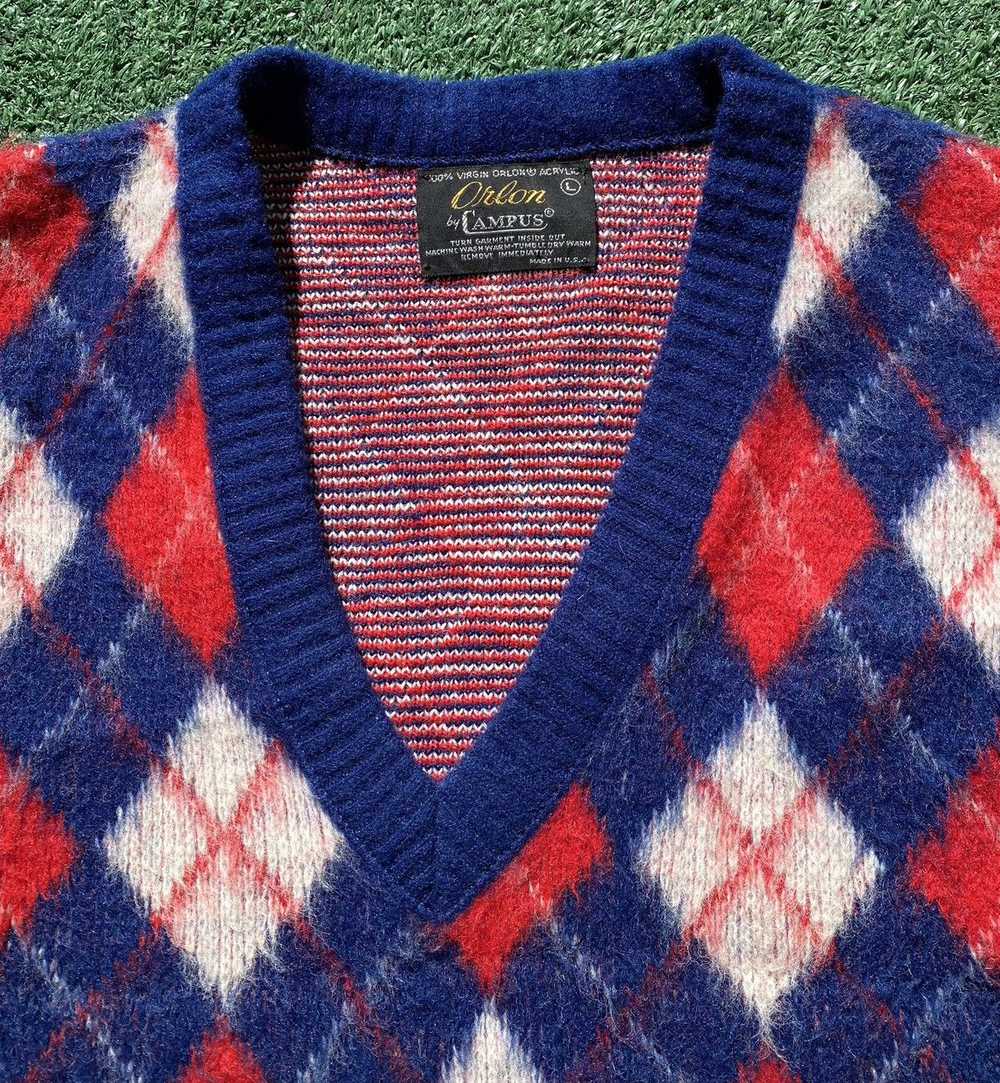 Vintage Vintage 70’s Orlon By Campus Fuzzy Argyle… - image 2