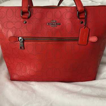 Signature C Coach Red Tote Bag