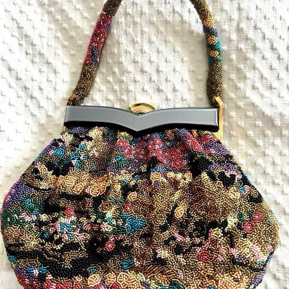 Handbag, all beads, antique, retro, Japanese trad… - image 1