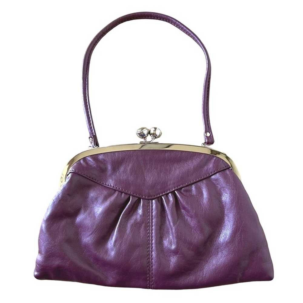 Vintage Purple Faux Leather Clutch With Kiss Lock… - image 1