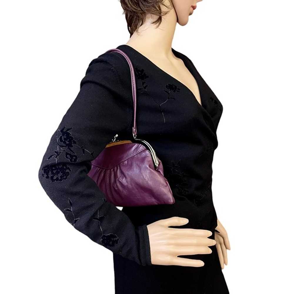 Vintage Purple Faux Leather Clutch With Kiss Lock… - image 5