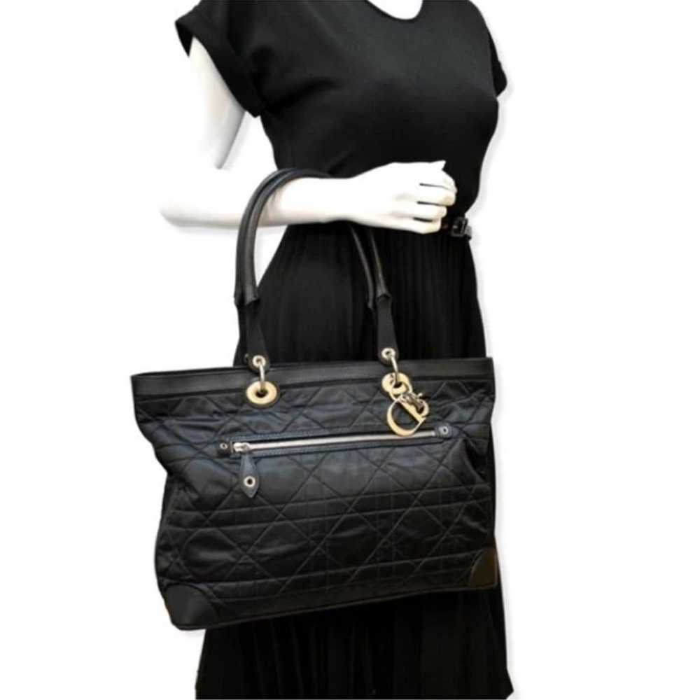 Dior satin black cannage quilted tote - image 2