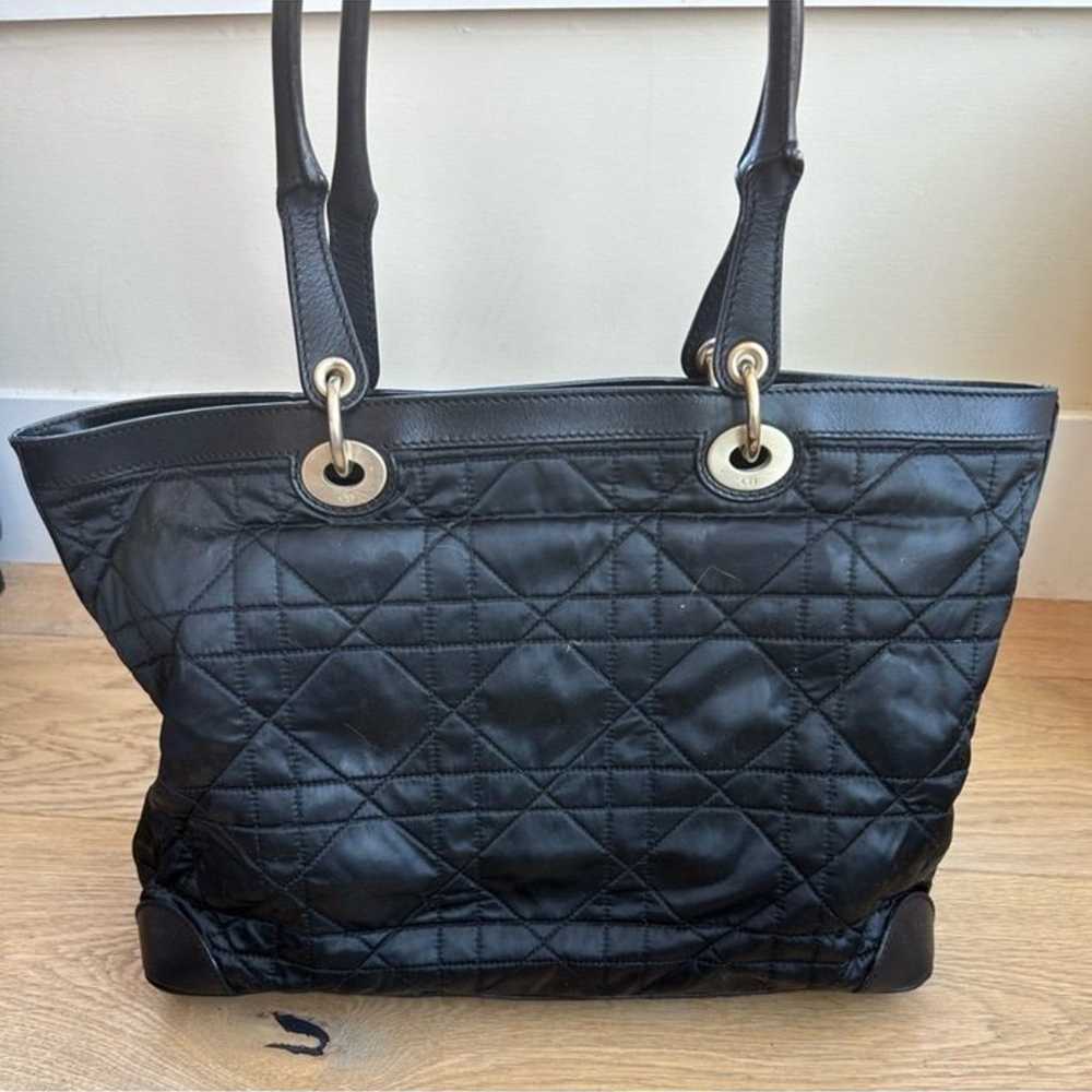 Dior satin black cannage quilted tote - image 3