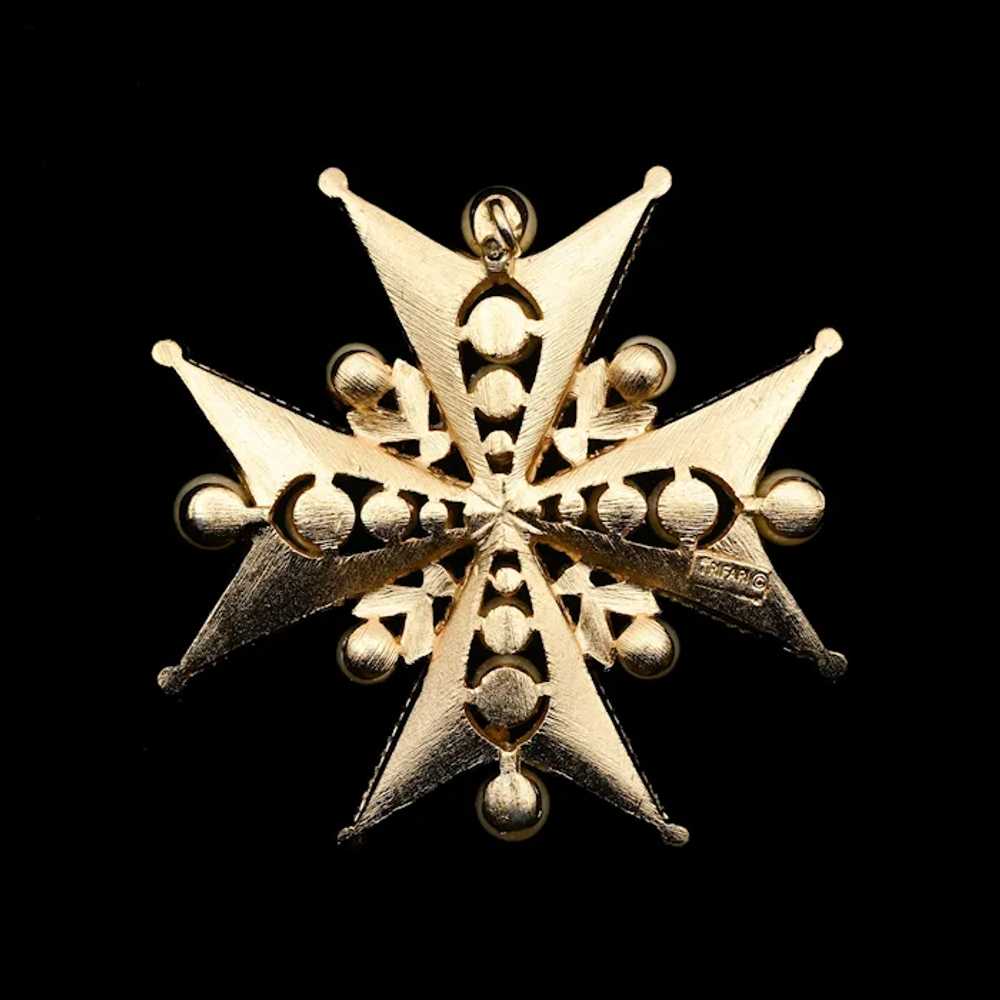 Trifari Pendant - Goldtone Maltese Cross - image 2