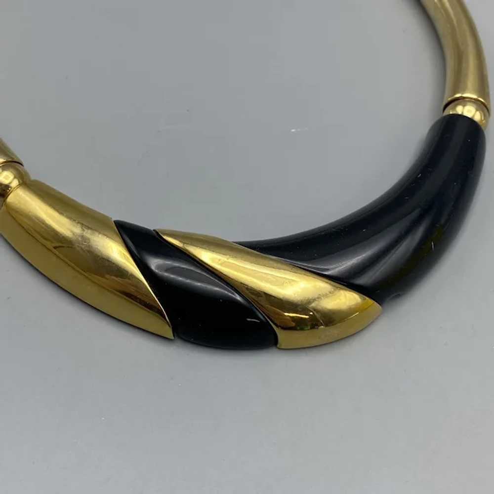 Vintage 80s Napier Black Resin Gold Tone Collar N… - image 2