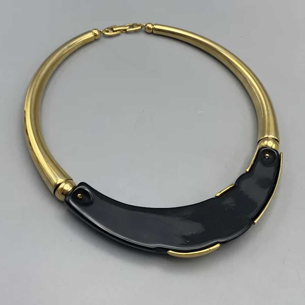 Vintage 80s Napier Black Resin Gold Tone Collar N… - image 4