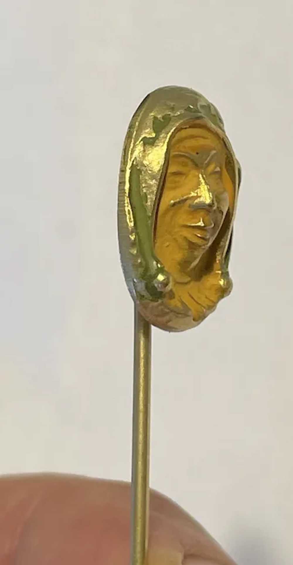 Antique handmade 14k yellow jester clown face fig… - image 4