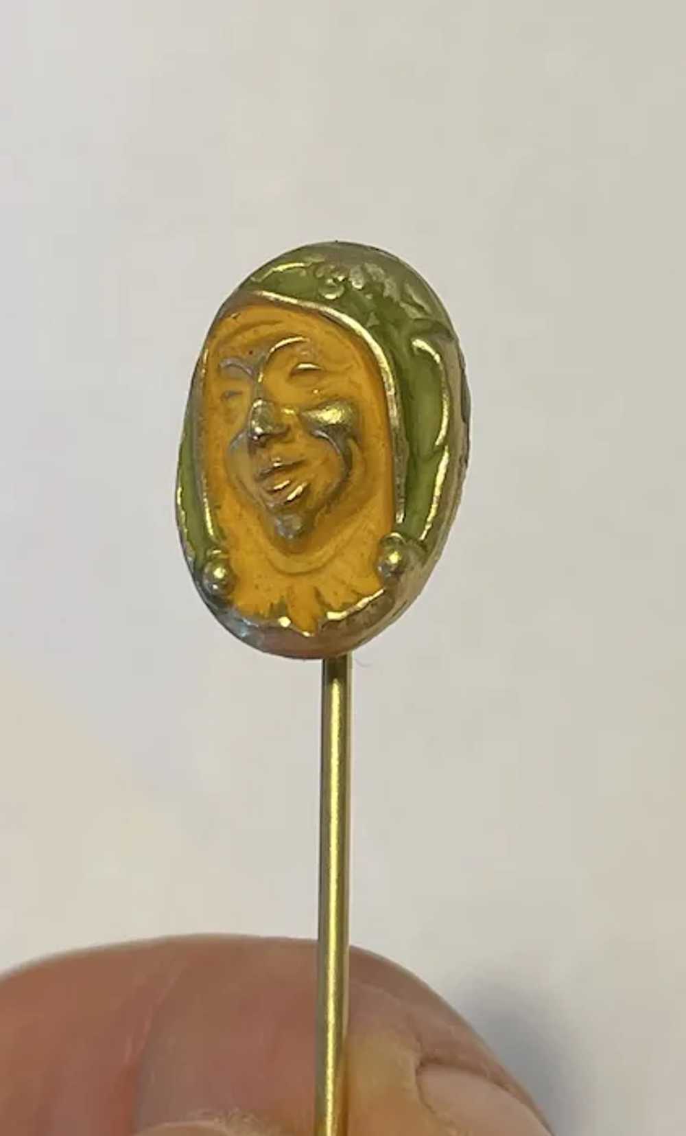 Antique handmade 14k yellow jester clown face fig… - image 6