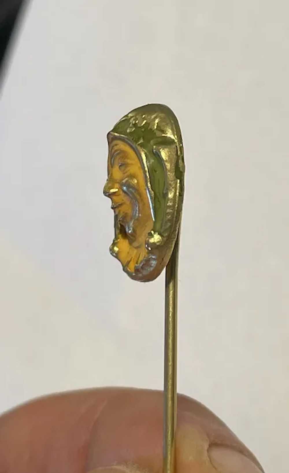 Antique handmade 14k yellow jester clown face fig… - image 8